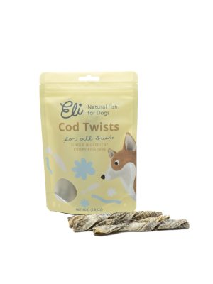 Dried Cod Skin Twists For Dogs 80g