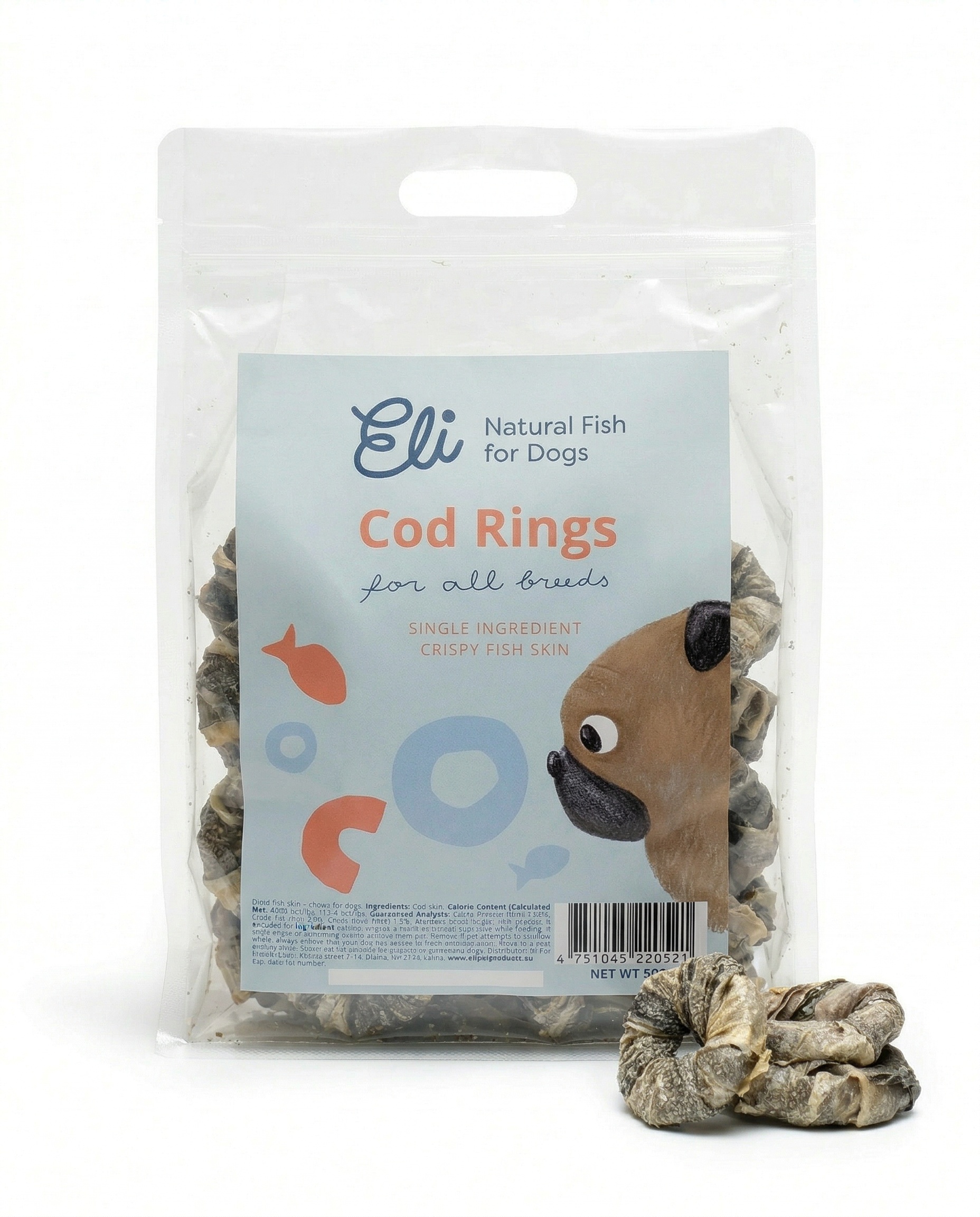 Dried Cod Skin Rings Dog Treats 500g